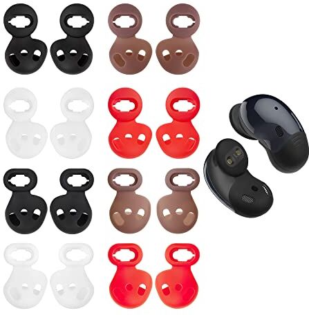 kwmobile 16x Auricolare Ricambio Compatibile con Samsung Galaxy Buds Live Adattatori Antiscivolo Silicone Cuffie In-Ear nero/bianco/rosso/marrone 2 Misure