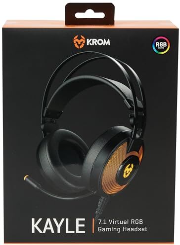 KROM KAYLE -NXKAYLE- Cuffie Gaming, RGB flow 7 colores, Suono virtuale 7.1, Altoparlanti 50mm, Cuffia ad archetto regolabile, Microfono flessibile, USB, compatibile PS4, PS5 e PC, Nero