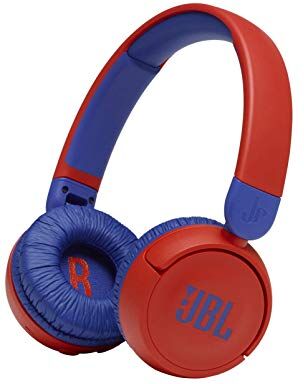 JBL JR310BT Cuffie Wireless per Bambini con Limitatore di Volume e Bluetooth, Cuffie On Ear Senza Fili con Microfono, Pieghevoli, Leggere e Comode, fino a 30h di Autonomia, Rosso