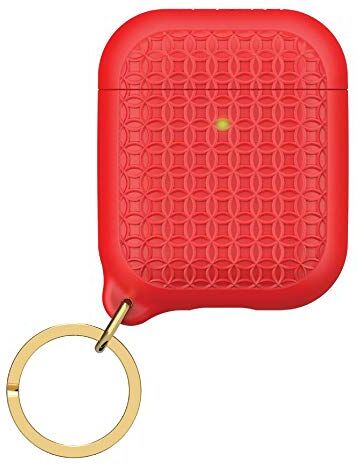 Catalyst Custodia Keyring per AirPods 1 e 2 Custodia AirPods in silicone, luce di ricarica visibile, extra aderente, portachiavi incluso, compatibile con per la ricarica wireless Rosso