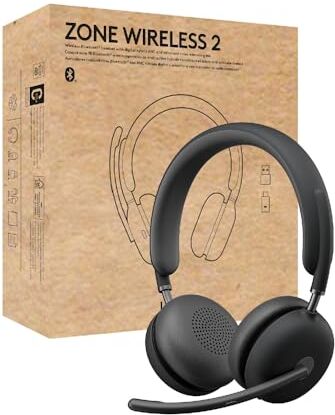 Logitech Zone Wireless 2, Cuffia con Microfono con Cancellazione del Rumore Premium con ANC Ibrida, Bluetooth, USB-C, USB-A, Certificazione per Zoom, Google Meet, Google Voice, Fast Pair, Graphite