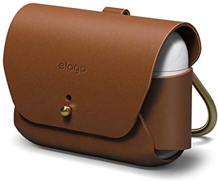 elago Custodia in Pelle Compatibile con AirPods Pro – Cover in Vera Pelle [Aderenza Testata] (Marrone)