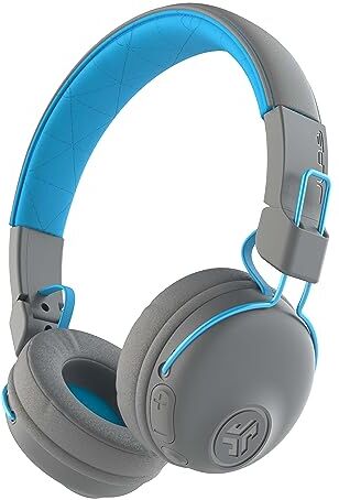 JLab Studio Cuffie Wireless Cuffie Bluetooth con Oltre 30 ore di Riproduzione e Suono EQ3 Personalizzato, Cuffie con Microfono On-Ear, Grigio/Blu