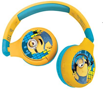 Lexibook , Despicable Me, Cuffie Bluetooth 2-in-1 per bambini Stereo senza fili cablato, cassaforte per bambini per ragazze, pieghevole, regolabile,