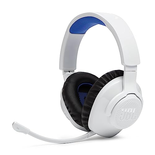 JBL Quantum 360P Cuffie Gaming Over Ear Wireless Bluetooth per PlayStation, Cancellazione Attiva del Rumore, Microfono a Braccio Rimovibile, Audio 3D, Compatibili con PC, Mac e Nintendo Switch, Bianco