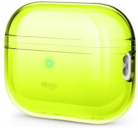 elago Cover Trasparente Compatibile con Apple AirPods Pro 2a Generazione Custodia (2022) Custodia Protettiva, Antiurto, Nastro Gel Incluso, Ricarica Wireless, Ingiallimento Ridotto (Giallo Neon)