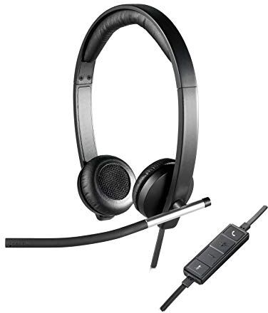 Logitech H650e Cuffie Cablate, Stereo Con Microfono a Cancellazione di Rumore, USB, ‎Controlli in Linea, Indicatore LED, Compatibili con PC/Mac/Laptop, Nero