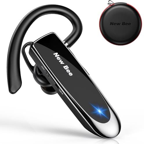 New bee Auricolare Bluetooth Auricolare Wireless Bluetooth Vivavoce nell'orecchio con Tecnologia Clear Capture Bluetooth Auricolare in-Ear per iPhone Samsung Huawei HTC, Sony, ECC. (Nero) (Nero)