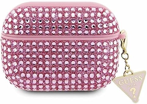 GUESS GUAPHDGTPP Custodia per AirPods Pro Rosa Strass Triangolo Charm