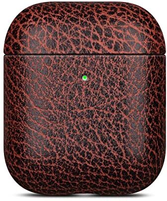 HAOBOBRO [Bicolour Series] Cover AirPods Custodia in pelle per Apple AirPods 1 e AirPods 2 Realizzata a mano in vera pelle Protezione Full Body : Case Antiurto Marrone Nero