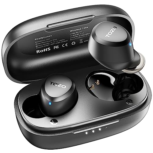 TOZO A1 Cuffie Bluetooth, Mini Auricolari Bluetooth 5.3 con Mic Stereo, In Ear Mini Cuffie con Bassi potenti, Connessione a Lunga Distanza, Ricarica Wireless, Cuffie Wireless per Lavoro e Viaggio