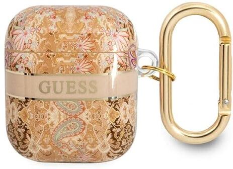 GUESS GUA2HHFLD Custodia per AirPods Cover Gold Paisley Strap Collection