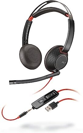 Plantronics Blackwire C5220 Dual ear cablato Cuffie stereo con microfono ad archetto USB-A da 3,5 mm per il collegamento a PC, Mac, tablet e/o telefono cellulare Confezione da 12