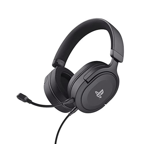 Trust GXT 498 Forta Cuffie Ecosostenibile PS5 e PS4 con Licenza Ufficiale PlayStation 5, Over-Ear, Cavo da 1,2 m, Microfono Staccabile, Jack Audio 3.5 mm, Cuffie Gaming Cablate Nero