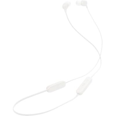 JBL Tune 135BT Auricolari wireless Bluetooth in-ear con microfono a 3 pulsanti, telecomando e cavo piatto, colore: Bianco JBL Tune 135BT Auricolari wireless Bluetooth in-ear con microfono a 3 pulsanti, telecomando e cavo piatto, colore: Bianco