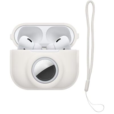 kwmobile Custodia 2 in 1 compatibile con Apple Airpods Pro 2 e AirTag Cover Cuffie Bluetooth Protezione in Silicone con Moschettone bianco kwmobile Custodia 2 in 1 compatibile con Apple Airpods Pro 2 e AirTag Cover Cuffie Bluetooth Protezione in Silicone con Moschettone bianco