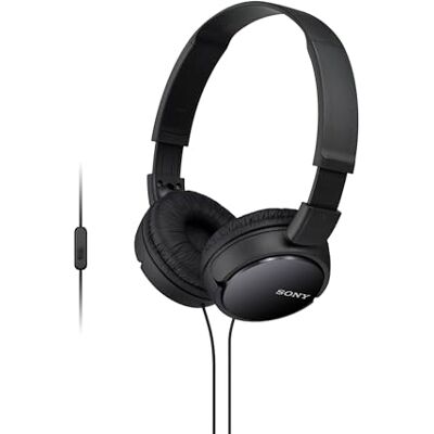 Sony MDR-ZX110AP Cuffie on-ear con microfono, Nero Sony MDR-ZX110AP Cuffie on-ear con microfono, Nero