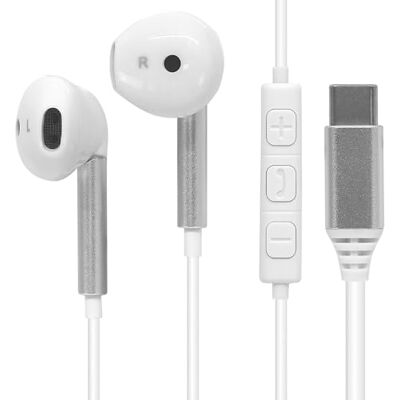 Waytex Auricolari cablati USB-C Intrauricolari universali, compatibili con tutte le marche mobili, tablet e PC, riduzione del rumore, controllo volume e microfono, cavo 1,2 m, colore: bianco Waytex Auricolari cablati USB-C Intrauricolari universali, compatibili con tutte le marche mobili, tablet e PC, riduzione del rumore, controllo volume e microfono, cavo 1,2 m, colore: bianco