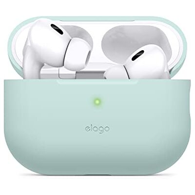 elago Cover in Silicone per AirPods Pro 2 Custodia Protettiva, LED Visibile, Supporta la Ricarica Wireless (Verde Menta) elago Cover in Silicone per AirPods Pro 2 Custodia Protettiva, LED Visibile, Supporta la Ricarica Wireless (Verde Menta)