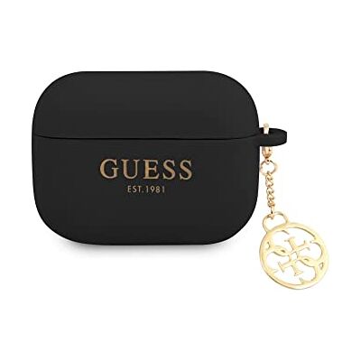 GUESS GUAPLSC4EK Custodia per AirPods Pro, in silicone, collezione Charm di colore nero GUESS GUAPLSC4EK Custodia per AirPods Pro, in silicone, collezione Charm di colore nero