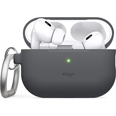 elago Cover in Silicone con Portachiavi per AirPods Pro 2 Custodia Protettiva, LED Visibile, Supporta la Ricarica Wireless (Grigio Scuro) elago Cover in Silicone con Portachiavi per AirPods Pro 2 Custodia Protettiva, LED Visibile, Supporta la Ricarica Wireless (Grigio Scuro)