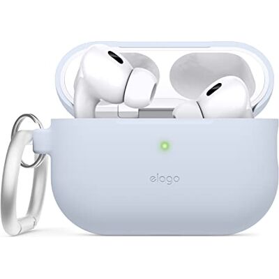 elago Cover in Silicone con Portachiavi per AirPods Pro 2 Custodia Protettiva, LED Visibile, Supporta la Ricarica Wireless (Azzurro) elago Cover in Silicone con Portachiavi per AirPods Pro 2 Custodia Protettiva, LED Visibile, Supporta la Ricarica Wireless (Azzurro)