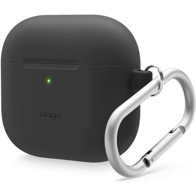 elago Cover in Silicone con Portachiavi per AirPods 5 e AirPods 4 Custodia in Silicone Premium, Ricarica Wireless, Antiurto e Protezione Completa (Nero) elago Cover in Silicone con Portachiavi per AirPods 5 e AirPods 4 Custodia in Silicone Premium, Ricarica Wireless, Antiurto e Protezione Completa (Nero)