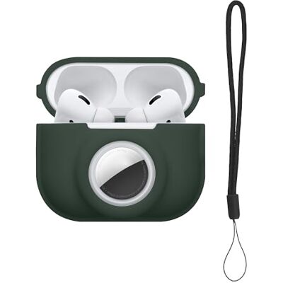 kwmobile Custodia 2 in 1 compatibile con Apple Airpods Pro 2 e AirTag Cover Cuffie Bluetooth Protezione in Silicone con Moschettone verde scuro kwmobile Custodia 2 in 1 compatibile con Apple Airpods Pro 2 e AirTag Cover Cuffie Bluetooth Protezione in Silicone con Moschettone verde scuro