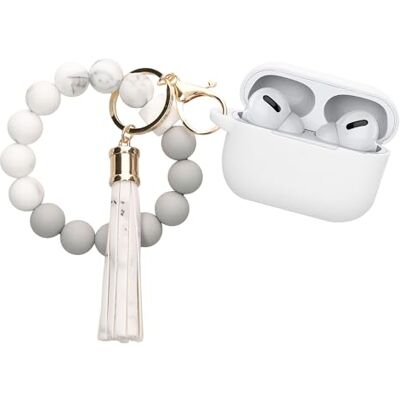 kwmobile Custodia per Apple Airpods Pro 2 Cover Custodia Cuffie Wireless In Ear con Perline e Nappina Cover Porta Auricolari in Silicone bianco/grigio kwmobile Custodia per Apple Airpods Pro 2 Cover Custodia Cuffie Wireless In Ear con Perline e Nappina Cover Porta Auricolari in Silicone bianco/grigio