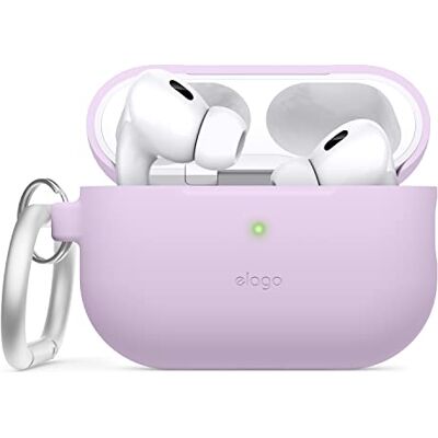 elago Cover in Silicone con Portachiavi per AirPods Pro 2 Custodia Protettiva, LED Visibile, Supporta la Ricarica Wireless (Lavanda) elago Cover in Silicone con Portachiavi per AirPods Pro 2 Custodia Protettiva, LED Visibile, Supporta la Ricarica Wireless (Lavanda)
