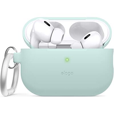 elago Cover in Silicone con Portachiavi per AirPods Pro 2 Custodia Protettiva, LED Visibile, Supporta la Ricarica Wireless (Verde Menta) elago Cover in Silicone con Portachiavi per AirPods Pro 2 Custodia Protettiva, LED Visibile, Supporta la Ricarica Wireless (Verde Menta)