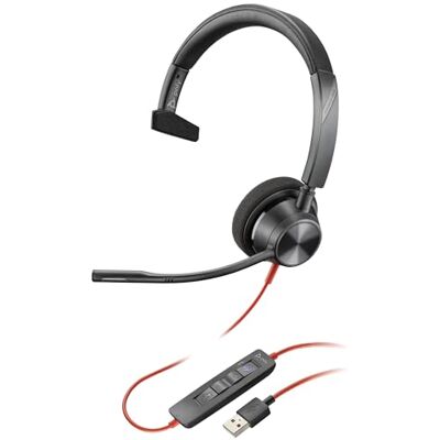 PLT Plantronics Blackwire 3310 Cuffie mono-auricolari cablate con microfono ad asta USB-A per connettersi al PC e/o Mac Funziona con team (certificati), Zoom e altro PLT Plantronics Blackwire 3310 Cuffie mono-auricolari cablate con microfono ad asta USB-A per connettersi al PC e/o Mac Funziona con team (certificati), Zoom e altro