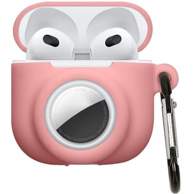 kwmobile Custodia 2 in 1 compatibile con Apple Airpods 4 e AirTag Cover Cuffie Bluetooth Protezione in Silicone con Moschettone rosa antico kwmobile Custodia 2 in 1 compatibile con Apple Airpods 4 e AirTag Cover Cuffie Bluetooth Protezione in Silicone con Moschettone rosa antico