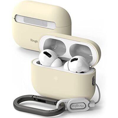 Ringke Silicone Case Compatibile con AirPods Pro 2 (2022) Custodia Protettiva Resistente ai Graffi con Moschettone Portachiavi Cream Beige Ringke Silicone Case Compatibile con AirPods Pro 2 (2022) Custodia Protettiva Resistente ai Graffi con Moschettone Portachiavi Cream Beige