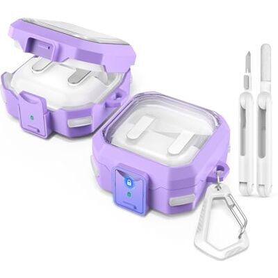MoKo Custodia Trasparente per Samsung Galaxy Buds 4 Pro/4 (2026), Viola Custodia Protettiva Antiurto, Con Chiusura a Scatto, Penna e Gancio per la Pulizia MoKo Custodia Trasparente per Samsung Galaxy Buds 4 Pro/4 (2026), Viola Custodia Protettiva Antiurto, Con Chiusura a Scatto, Penna e Gancio per la Pulizia