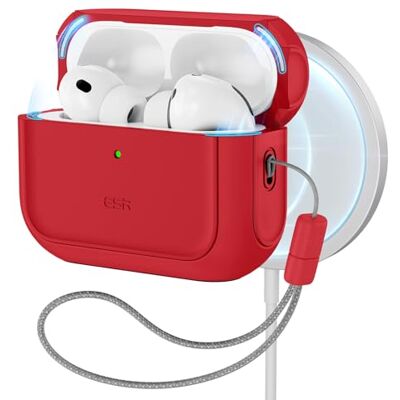 ESR Custodia per AirPods Pro 3 2025,Compatibile con MagSafe,Cordino incluso Compatibile con AirPods Pro 3, Compatibile con MagSafe, Protezione dalle cadute, Chiusura Magnetico, Serie Orbit, Rosso ESR Custodia per AirPods Pro 3 2025,Compatibile con MagSafe,Cordino incluso Compatibile con AirPods Pro 3, Compatibile con MagSafe, Protezione dalle cadute, Chiusura Magnetico, Serie Orbit, Rosso