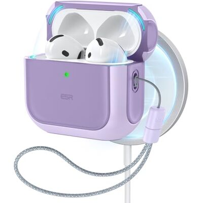 ESR Custodia per AirPods 5/4 (2026/2024), compatibile con MagSafe, Viola Custodia compatibile con AirPods 5/4 (USB-C) – Protezione anti-caduta con Laccetto, Coperchio Magnetico, Orbit Hybrid ESR Custodia per AirPods 5/4 (2026/2024), compatibile con MagSafe, Viola Custodia compatibile con AirPods 5/4 (USB-C) – Protezione anti-caduta con Laccetto, Coperchio Magnetico, Orbit Hybrid