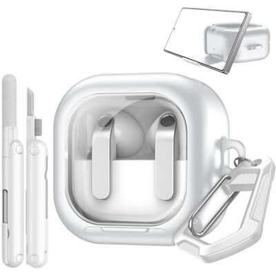 TiMOVO Custodia per Galaxy Buds 4 & Galaxy Buds 4 Pro con Serratura, Bianco Cover Rigida Trasparente per Samsung Buds 4 Procon Funzione Supporto per Telefono, Kit di Pulizia e Portachiavi TiMOVO Custodia per Galaxy Buds 4 & Galaxy Buds 4 Pro con Serratura, Bianco Cover Rigida Trasparente per Samsung Buds 4 Procon Funzione Supporto per Telefono, Kit di Pulizia e Portachiavi