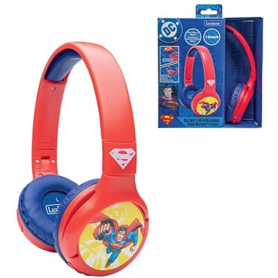 Lexibook Superman Cuffie Audio per Bambini 2-in-1 Bluetooth e con Cavo Stereo, wireless, con filo, volume limitato, pieghevoli, regolabili, per bambina/bambino, rosso/blu, HPBT010SU Lexibook Superman Cuffie Audio per Bambini 2-in-1 Bluetooth e con Cavo Stereo, wireless, con filo, volume limitato, pieghevoli, regolabili, per bambina/bambino, rosso/blu, HPBT010SU