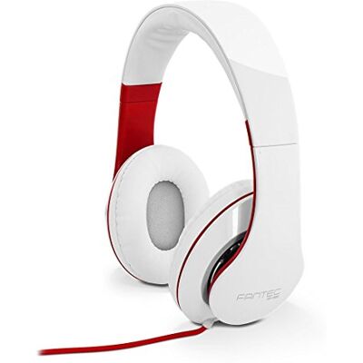 Fantec SHP-250AJ-WT Cuffie Stereo On Ear (Headset On Ear, Cinturino Imbottito, Cuffie Imbottite e Traspiranti), Bianco/Rosso Fantec SHP-250AJ-WT Cuffie Stereo On Ear (Headset On Ear, Cinturino Imbottito, Cuffie Imbottite e Traspiranti), Bianco/Rosso