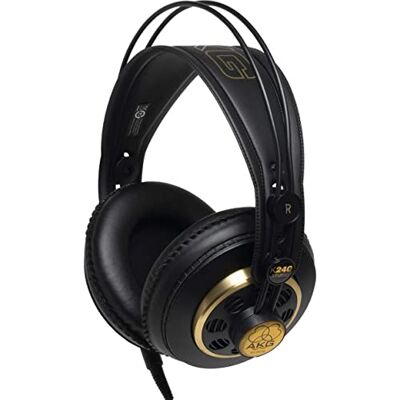 AKG K240 Studio Professional Semi-Open, Cuffie Over-Ear, design ad alte prestazioni, adattatori da 3,5 mm e 1/4", archetto autoregolante Nero e Oro AKG K240 Studio Professional Semi-Open, Cuffie Over-Ear, design ad alte prestazioni, adattatori da 3,5 mm e 1/4", archetto autoregolante Nero e Oro