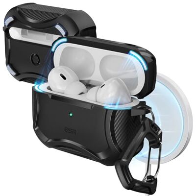 ESR Cover per AirPods Pro 2/1, Compatibile con MagSafe, Chiusura Magnetico Compatibile con AirPods Pro 2/1, Compatibile con MagSafe, Protezione Dalle Cadute, Chiusura Magnetico, Serie Cyber, Nero ESR Cover per AirPods Pro 2/1, Compatibile con MagSafe, Chiusura Magnetico Compatibile con AirPods Pro 2/1, Compatibile con MagSafe, Protezione Dalle Cadute, Chiusura Magnetico, Serie Cyber, Nero