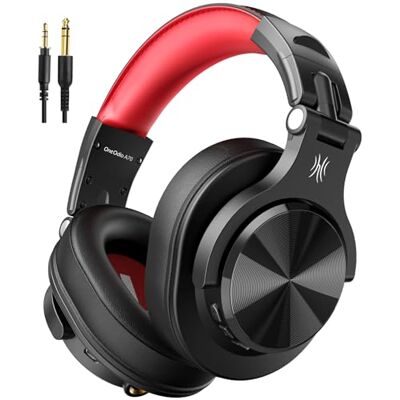 OneOdio A70 Cuffie Bluetooth Over Ear, Cuffie Cablate e Wireless Stereo con Microfono, 72 Ore di Riproduzione CVC 8.0 Jack 3,5 mm e 6,35 mm Pieghevole Cuffie per DJ Chitarra Cellulare PC(Nero rosso) OneOdio A70 Cuffie Bluetooth Over Ear, Cuffie Cablate e Wireless Stereo con Microfono, 72 Ore di Riproduzione CVC 8.0 Jack 3,5 mm e 6,35 mm Pieghevole Cuffie per DJ Chitarra Cellulare PC(Nero rosso)