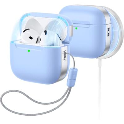 ESR Custodia per AirPods 5/4, compatibile con MagSafe, serie Pulse, Blu Compatibile con AirPods 5/4 (USB-C), Coperchio Magnetico, Protezione completa Cadute, Laccetto, Indicatore LED ESR Custodia per AirPods 5/4, compatibile con MagSafe, serie Pulse, Blu Compatibile con AirPods 5/4 (USB-C), Coperchio Magnetico, Protezione completa Cadute, Laccetto, Indicatore LED