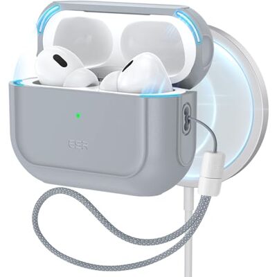 ESR Cover per AirPods Pro 2/1, Protezione dalle cadute con cordino, Grigio Compatibile con AirPods Pro 2/1, Compatibile con MagSafe, Protezione dalle cadute con cordino, Chiusura Magnetico,Serie Orbit ESR Cover per AirPods Pro 2/1, Protezione dalle cadute con cordino, Grigio Compatibile con AirPods Pro 2/1, Compatibile con MagSafe, Protezione dalle cadute con cordino, Chiusura Magnetico,Serie Orbit