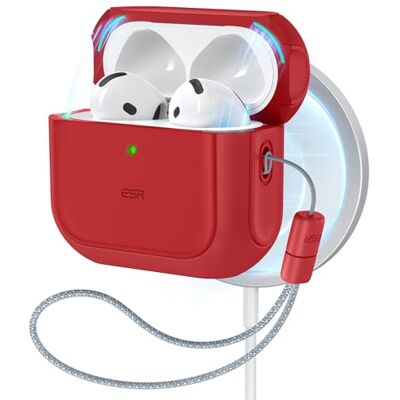 ESR Custodia per AirPods 5/4 (2026/2024), compatibile con MagSafe, Rosso Custodia compatibile con AirPods 5/4 (USB-C) – Protezione anti-caduta con Laccetto, Coperchio Magnetico, Orbit Hybrid ESR Custodia per AirPods 5/4 (2026/2024), compatibile con MagSafe, Rosso Custodia compatibile con AirPods 5/4 (USB-C) – Protezione anti-caduta con Laccetto, Coperchio Magnetico, Orbit Hybrid