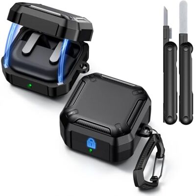 MoKo Custodia per Samsung Galaxy Buds 4 Pro/Buds 4 (2026), Nero Custodia Protettiva Magnetica con Portachiavi e Kit di Pulizia, Protezione Completa Antiurto, Serie Cyber MoKo Custodia per Samsung Galaxy Buds 4 Pro/Buds 4 (2026), Nero Custodia Protettiva Magnetica con Portachiavi e Kit di Pulizia, Protezione Completa Antiurto, Serie Cyber