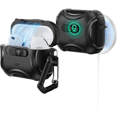 ESR Cover per AirPods Pro 3, Compatibile con MagSafe, Chiusura Antiurto Compatibile con AirPods Pro 3, Compatibile con MagSafe, Protezione Anticaduta con Gancio, Chiusura Antiurto, Serie Cyber,Nero ESR Cover per AirPods Pro 3, Compatibile con MagSafe, Chiusura Antiurto Compatibile con AirPods Pro 3, Compatibile con MagSafe, Protezione Anticaduta con Gancio, Chiusura Antiurto, Serie Cyber,Nero