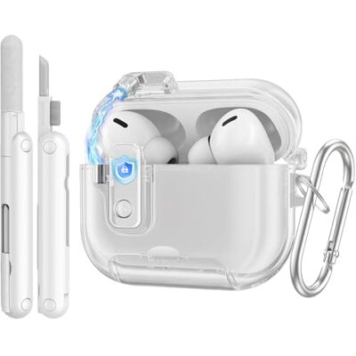 TiMOVO Custodia per AirPods Pro 3 (2025) con Chiusura, Clear Cover Trasparente per Apple AirPod Pro 3a Generazione con Funzione Supporto per Telefono, Portachiavi e Kit di Pulizia TiMOVO Custodia per AirPods Pro 3 (2025) con Chiusura, Clear Cover Trasparente per Apple AirPod Pro 3a Generazione con Funzione Supporto per Telefono, Portachiavi e Kit di Pulizia