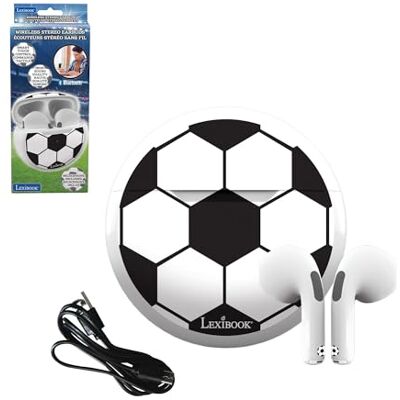 Lexibook , Calcio, Auricolari Stereo Senza Fili, Suono di Alta qualità, Microfono Integrato, Controllo Touch, Custodia di Ricarica, Livello sonoro limitato a 85 Db, Nero/Bianco, Lexibook , Calcio, Auricolari Stereo Senza Fili, Suono di Alta qualità, Microfono Integrato, Controllo Touch, Custodia di Ricarica, Livello sonoro limitato a 85 Db, Nero/Bianco,
